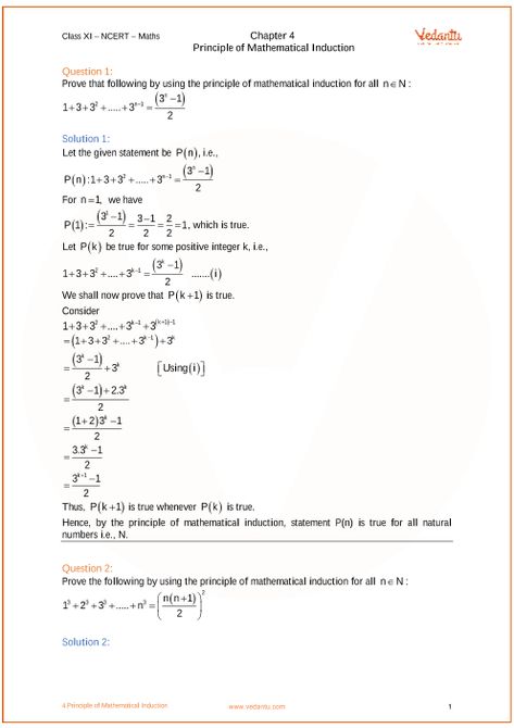 NCERT Solutions for Class 11 Maths Chapter 4 Principle of Mathematical Induction - Free PDF Mathematical Induction, Quadratic Equations, Math Lab, Complex Numbers, Natural Number, Class 11, Study Techniques, Learning Methods, Exam Study