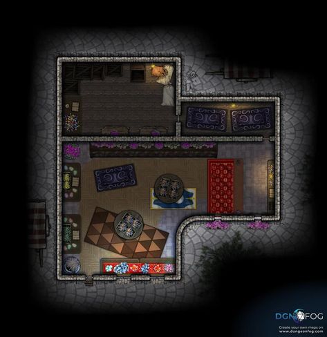 Download this map for free or create your on on dungeonfog.com. ⚔️ - #dungeon #rpg #ttrpg #battlemap #map #dnd #dnd5e #roleplay - A great basic Gem shop to allow your players to sell all the gems that they have acquired during their adventures! The map features a front store area, with a back room full of gems and other lootables. ------------------- If you enjoyed this map then don't forget to hit the ❤️ button above! Want to see more of my maps? Hit my name above (@Jonny) to se... Dungeon Rpg, Fantasy City Map, My Maps, Gem Shop, Fantasy City, The Map, Web Font, City Map, To Sell