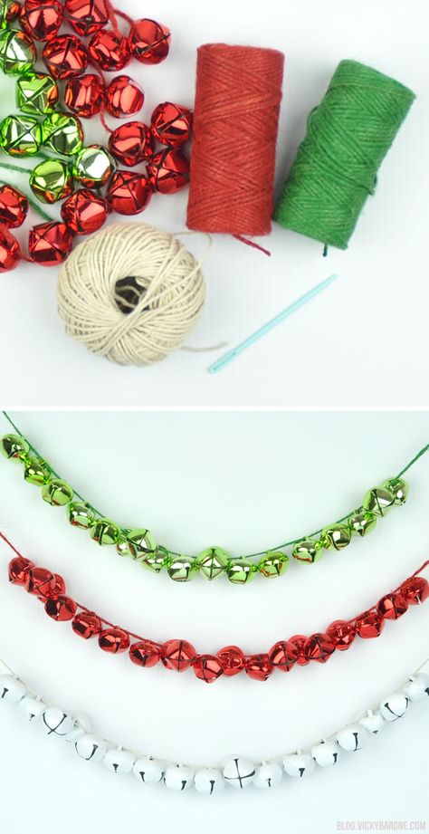 Diy Jingle Bell Necklace, Jingle Bell Necklace, Jingle Bell Garland, Crochet Christmas Garland, Bell Garland, Primary Activity, Bell Necklace, Diy Christmas Garland, Christmas School