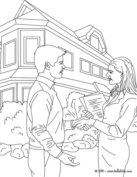 Real estate agent coloring page. Amazing way for kids to discover job. More original content on hellokids.com Free Worksheets For Kids, Moon Coloring Pages, Real Estate Signs, Pokemon Coloring Pages, Pokemon Coloring, Inside Job, Coloring Pages Printable, All Pokemon, Free Printable Coloring