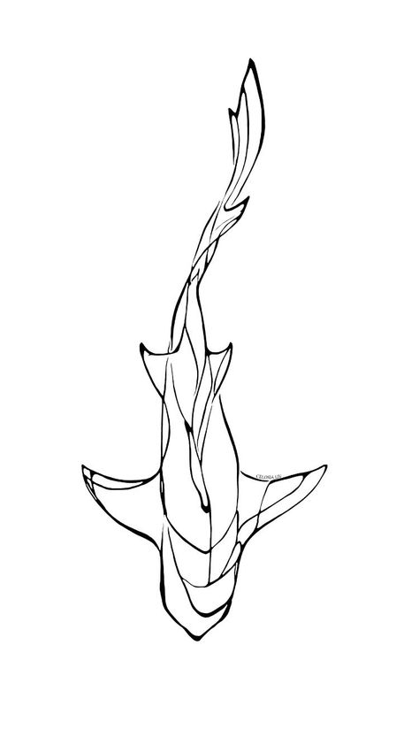 Single Line Fish Tattoo, Ocean Theme Tattoos, Shark Shirts, Pine Tattoo, Cute Thigh Tattoos, Skull Rose Tattoos, Lace Tattoo Design, Black Line Art, Petit Tattoo