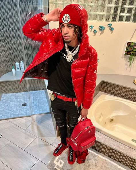 Punchmade Dev Scammer, Rapper Outfits Men, Guys Fashion Swag, Thug Style, Rapper Style, Drippy Outfit, Rapper Outfits, Gangsta Style, Drip Outfit Men