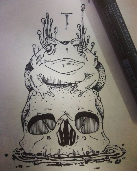 Arun t s on Instagram: “#skull #explore #oneofakind  #freehand #frog #wip #drown #hide #be #fake #to #others #sketchbook #inkonpaper #signature #tumblr…” Frog Skull, Ink In Water, Pigment Ink, Frogs, Skull Tattoo, Sketch Book, Humanoid Sketch, Graphic Design, Tumblr