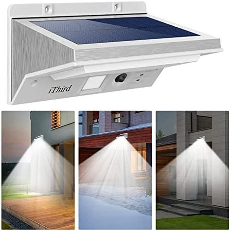 iThird Solar Lights Outdoor Motion Sensor, LED Solar Powered Outdoor Lights Stainless Steel Solar Security Lights for Yard Patio Garage Porch Waterproof 3 Modes Flood Light Super Bright(Daylight) - - Amazon.com Motion Lights Outdoor, Best Solar Lights, Solar Powered Outdoor Lights, Sensor Lights Outdoor, Motion Sensor Lights Outdoor, Solar Lights Outdoor, Motion Lights, Solar Wall Lights, Solar Street Light