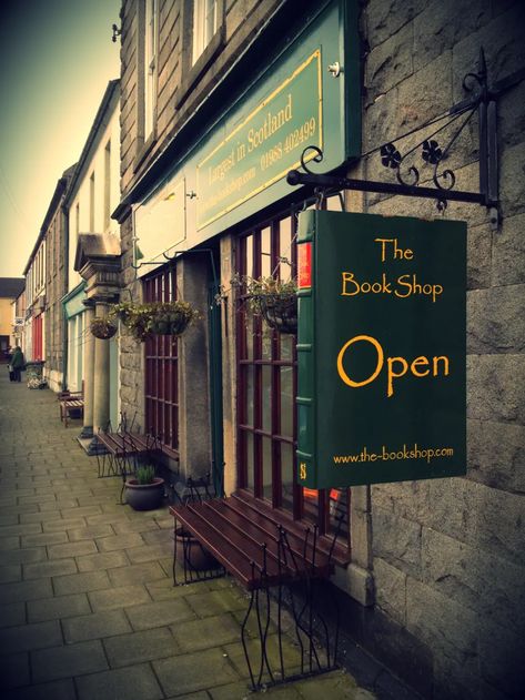 The Bookshop, Wigtown, ScotlandThe biggest second-hand store in Scotland has a mile of shelving and over 100,000 books. It also has a lovely story: “Jessica Fox worked for NASA in LA, loved books and had always wanted to visit Scotland. She Googled ‘Secondhand bookshop, Scotland’, and this was the first to pop up. She ended up working there”. Bookstore Cafe, Deco Nature, Book Cafe, Shop Sign, 사진 촬영 포즈, Book Shop, Weird And Wonderful, Book Nooks, Library Books