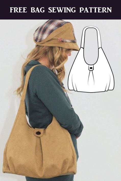 Free-Pleated-Purse-Sewing-Pattern Hobo Bag Pattern Free Sewing Tutorials, Slouch Bag Pattern Free, Sewing Shoulder Bag, Shoulder Bag Sewing Patterns, Sew Hobo Bag, Slouch Bag Pattern, Slouchy Bag Pattern, Shoulder Bag Patterns To Sew, Big Bag Pattern