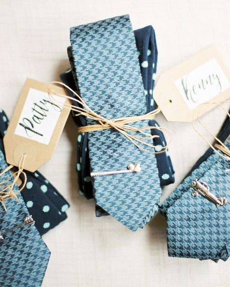 Our 20 Favorite Bridal Party Gift Ideas from Real Weddings #WeddingPartyGifts #BridalPartyGifts #WeddingGifts #WeddingInspiration | Martha Stewart Weddings Sara Lynn, Party Gift Ideas, Personalized Bridal Shower Gifts, Grooms Attire, Groom's Attire, Personalized Tie Clip, Groom Details, Groomsmen Accessories, Holy Matrimony