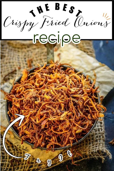 French Fried Onion Recipes, Fried Onions Recipe, Crispy Fried Onions, French Fried Onions, Chaat Recipe, Vegetarian Snacks Recipes, Crispy Onions, Vegetarian Snacks, Onion Recipes