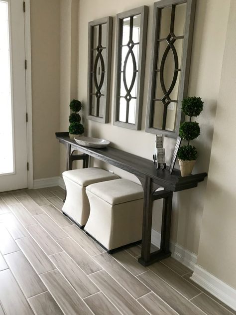 Decorating With Mirrors In Dining, Mirror Design Wall Entryway, Entry Way Mirror Ideas, Mirrored Entryway, Formal Entryway, Wall Mirror Entryway, Barn House Kitchen, Small Foyer Ideas, Dining Room Mirror Wall