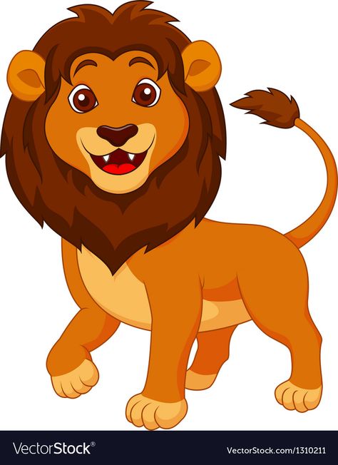 Cute lion cartoon Royalty Free Vector Image - VectorStock Lion Cartoon Drawing, Cute Lion Cartoon, Lama Animal, Zebra Cartoon, Zebra Drawing, Lion Cartoon, Funny Lion, Baby Animal Drawings, Lion Drawing