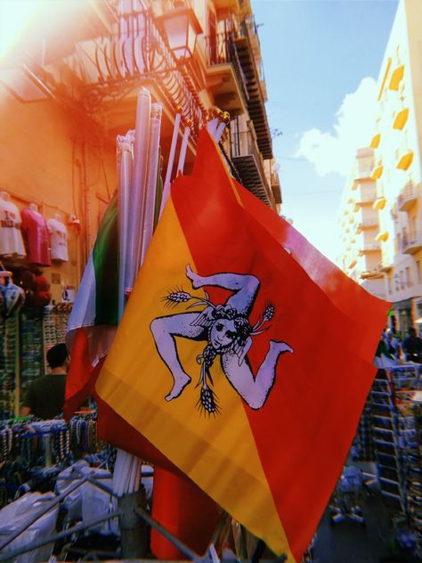 Sicily Culture, Sicily Wallpaper, Sicilia Aesthetic, Sicilian Flag, Football Italy, Sicilian Summer, Rome Ancient, Italy Vibes, Palermo Sicily