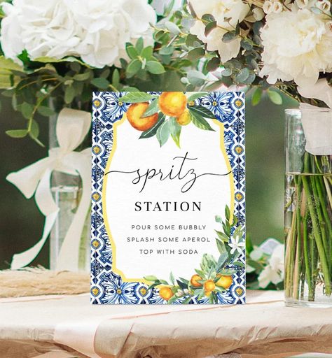 Spritz Station, Wedding Cocktail Bar, Orange Theme, Cocktail Sign, Spritz Cocktail, Bride Game, Wedding Favours Sign, Boda Diy, Cocktails Sign