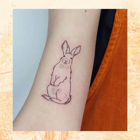 Alex, London Tattoo Artist and Illustrator on Instagram: "A bunny for Rosie's first tattoo, such a privelage to do, thank you! 🐇 🧡 ° ° ° ° #rabbittattoo #animaltattoo #finelinetattoo #bunnytattoo #animallovers #illustrationtattoo #londontattooartist" Jack Rabbit Tattoo, Rabbit Tattoo, Bunny Tattoos, Rabbit Tattoos, London Tattoo, Jack Rabbit, A Bunny, Illustrators On Instagram, Fine Line Tattoos