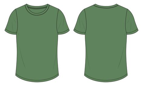 Short Sleeve t shirt Technical Fashion flat sketch Vector illustration Green color template for Ladies. Shirt Graphic Design, Fashion Flat Sketch, Color Template, Shirt Clipart, Flat Sketches, Green Tshirt, Plain Shirts, Tshirt Mockup, Green Shirt