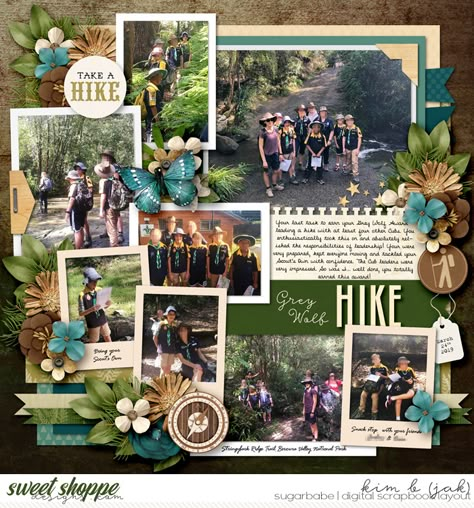 Forest Scrapbook Ideas, Camping Scrapbook, Mixed Media Layout, Smash Books, Grey Wolf, Baby Scrapbook, Scenic Routes, Scrapbook Layout, Travel Scrapbook