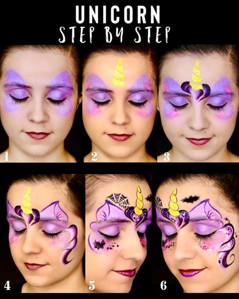 Step By Step Unicorn Face Painting, Step By Step Face Painting Tutorials, Unicorn Face Paint Step By Step, Face Paint Step By Step Easy, Halloween Unicorn Face Paint, Unicorn Makeup Kids Easy, Unicorn Face Paint Easy Step By Step, Unicorn Face Paint Easy For Kids, Step By Step Face Painting Easy