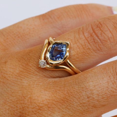 Colored Gemstone Engagement Rings – Marrow Fine Abstract Bezel Ring, Wedding Rings With Sapphires, Blue Sapphire Engagement Ring Vintage, Gold And Sapphire Ring, Pearl And Sapphire Ring, Non Traditional Wedding Rings Engagement, Bezel Sapphire Engagement Ring, Abstract Engagement Ring, Blue Sapphire Rings Engagement