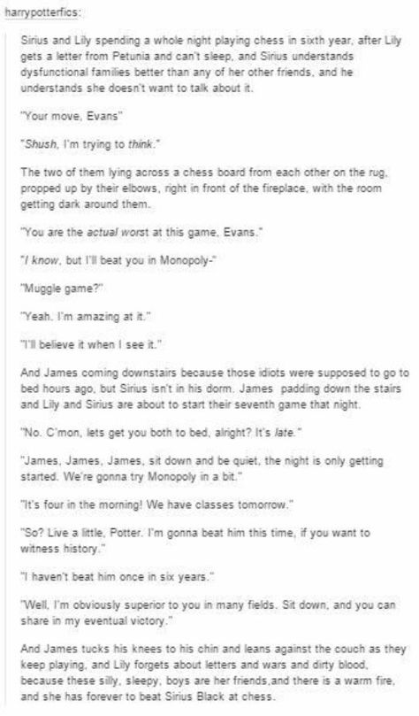 Lily And Sirius Friendship, Marauders Tumblr, Marauders Headcannons, Marauders Headcanons, Harry Potter Sirius, Play Chess, Yer A Wizard Harry, Harry Potter Headcannons, Last Game