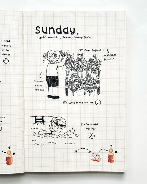 Journaling Illustration, Sticker On Instagram, Aesthetic Sketchbook, Notes Doodles, Studying Stationary, Notebook Sketches, Journal 2024, A Day In My Life, Notebook Drawing