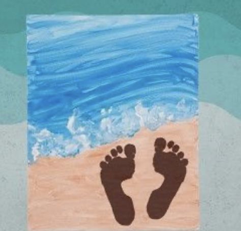 Infant Art, Infant Room, Baby Art Projects, Footprint Crafts, Ocean Canvas, Hand Prints, Summer Crafts For Kids, Footprint Art, Ocean Crafts