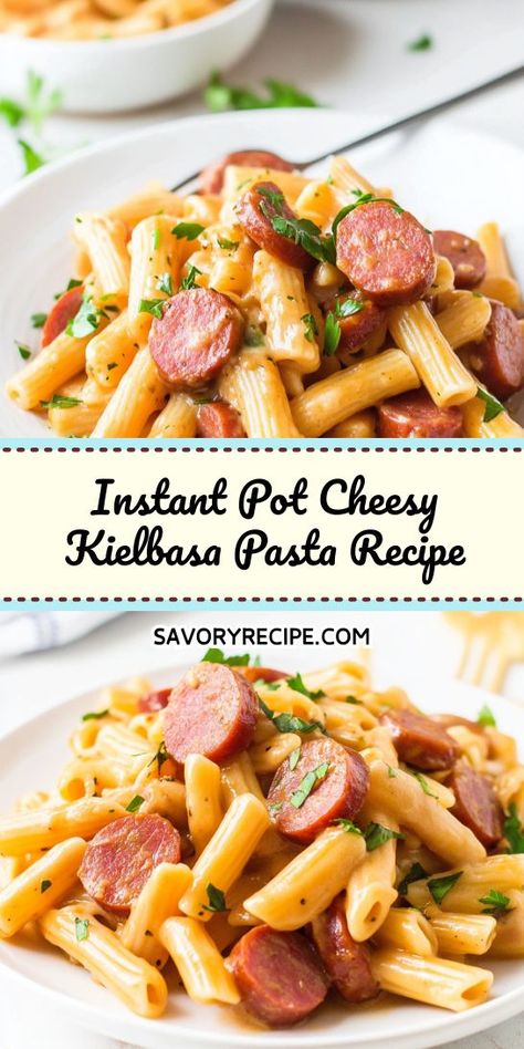 Whip up a delicious meal in minutes with this Instant Pot Cheesy Kielbasa Pasta Recipe! Perfectly cooked pasta, savory kielbasa, and creamy cheese come together for a satisfying dinner. Enjoy this easy-to-make dish that’s perfect for busy weeknights. Your family will love this quick Instapot recipe! Keilbasa Recipes Tortellini, Kielbasa Recipes Instant Pot, Instant Pot Kielbasa Recipes, Kielbasa And Pasta, Cheesy Kielbasa Pasta, Kielbasa Pasta Recipes, Cheesy Kielbasa, Kielbasa Pasta, Savory Recipe