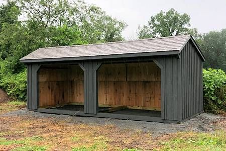 Horse Sheds Shelters, Run In Shed For Horses Diy, Run In Shed For Horses, Tractor Shed Ideas, Stable Exterior, Horse Run In Shelter, Equipment Shed, Horse Safety, Ar Ideas