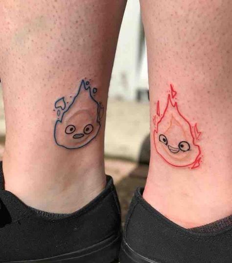 Howl's Moving Castle tattoos Castle Tattoos, Howl's Moving Castle Tattoo, Bodysuit Tattoos, Maching Tattoos, Matching Friend Tattoos, Castle Tattoo, Bestie Tattoo, Gemini Tattoo, Bff Tattoos