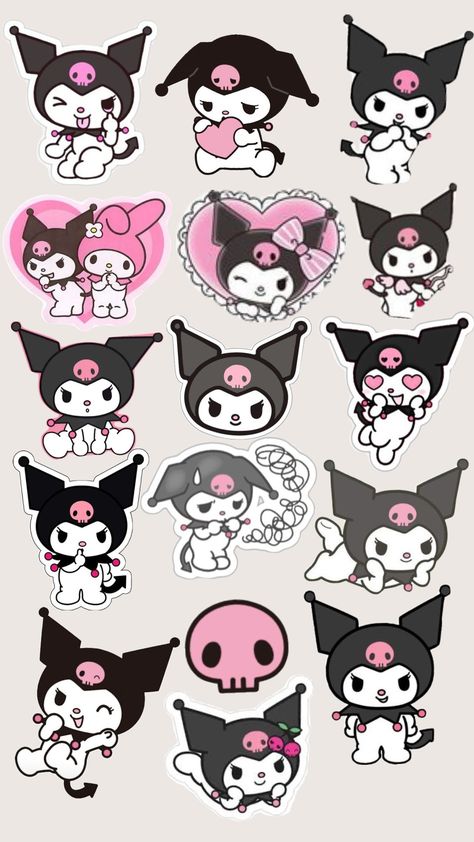 #kuromiandmelody #stickerpack #blackuromi 🩷🖤🩷#ilovekuromi #iloveblack #mymelody Kuromi Cute Sticker, Kuromi Sticker Sheet, My Moldy And Kuromi, Melody And Kuromi Sticker, Papercraft Kuromi, Kurumi Sticker, My Melody Stickers, Kuromi Sticker, Kuromi And Melody