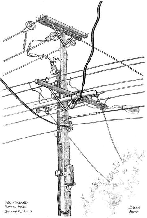 Sketchy Drawings: Power Pole Electric Things Drawing, Electric Pole Drawing, Sketchy Drawings, Pole Tattoo, Contour Drawings, Organised Chaos, Proud Of My Daughter, Electric Pole, Pole Art