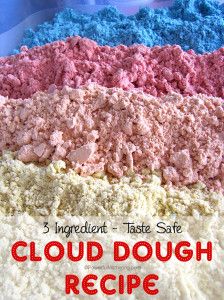 3 Ingredient Taste Safe Recipe with PowerfulMothering.com Cloud Dough Recipe, Moon Dough, Cloud Dough Recipes, Christmas Sensory, How To Make Clouds, Sensory Dough, Cloud Dough, Sensory Activity, Playdough Recipe