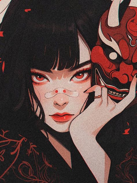 Female Oni, How To Act, Japanese Pop Art, Retro Anime, How To Talk, Japon Illustration, Religious Icons, Anime Artwork Wallpaper, Digital Art Anime