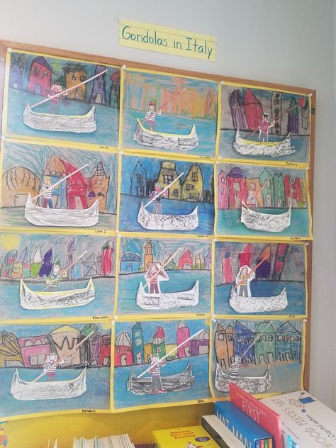 Venice, Italy Gondola Kindergarten Art Project Italy Eyfs Activities, Italian Activities For Preschool, Italy Kindergarten Activities, Preschool Italy Activities, Preschool Italy Theme, Italy Art Projects For Kids, Italy Crafts For Preschool, Europe Crafts For Kids, Italian Crafts For Kids