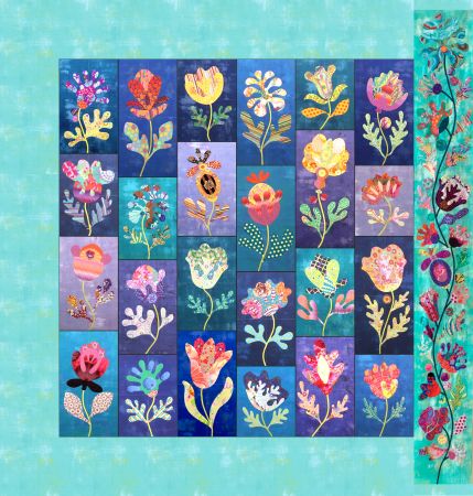 Flower Garden Borders, Watercolor Quilt, Quilt Club, Flower Garden Quilt, Flower Quilts, Quilt Border, Flower Quilt, Garden Quilt, Animal Quilts