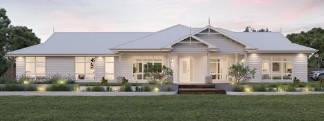 Acerage Homes, Australian Country Houses, Roof Pitches, Hamptons House Exterior, Home Facade, Acreage Living, Range Tile, Storey Homes, Hamptons House