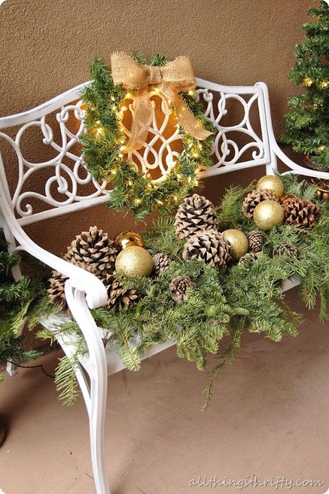 Decorating for Christmas #holidaydecorating #christmas Shabby Chic Weihnachten, Decorating For Christmas, Christmas Front Porch, Christmas Porch Decor, Front Porch Christmas Decor, Rough Day, Christmas Porch, Decoration Christmas, Christmas Deco