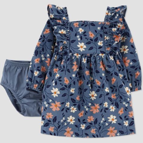 Carter's Just One You® Baby Girls' Floral Cord Dress - Blue 12m : Target Girls Chambray Dress, Carters Baby Clothes, Dress For Baby Girl, Girls Cotton Dresses, Cord Dress, Carter Kids, Carters Girl, Carters Baby, Corduroy Dress