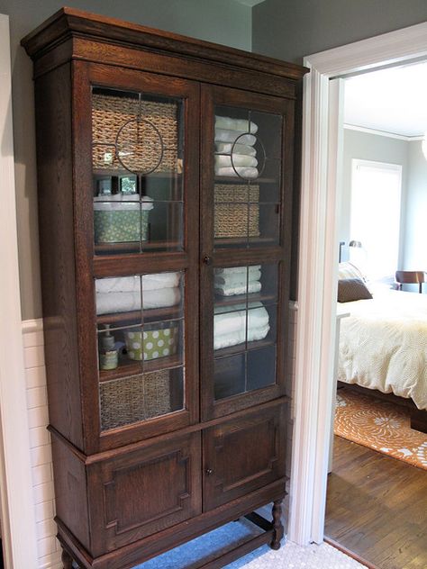 master_bath1 | cbb0104 | Flickr Linen Storage Cabinet, Linen Closets, Bathroom Furniture Modern, Vintage Cupboard, Linen Cabinet, Linen Storage, Trendy Bathroom, Bathroom Storage Cabinet, Rustic Bathroom