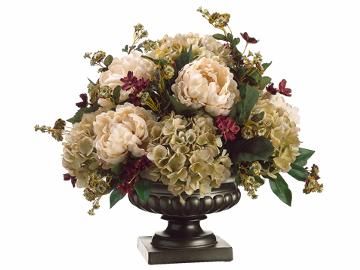 Ideas 20"Hx20"W Peony/Hydrangea/Pompon Rose in Urn Tan Moss(BULK) Hydrangea Flower Arrangements, Rose Floral Arrangements, Hydrangea Arrangements, Peonies And Hydrangeas, Silk Arrangements, Faux Hydrangea, Home Floral Arrangements, Silk Peonies, Silk Hydrangeas