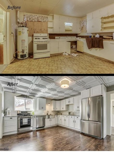 Fixer Upper House Ideas, Cam Movie, Mobile Home Redo, Home Flip, Old Home Renovation, 90s House, Remodeled Homes, Old Houses Renovation, Kitchen Renovation Design