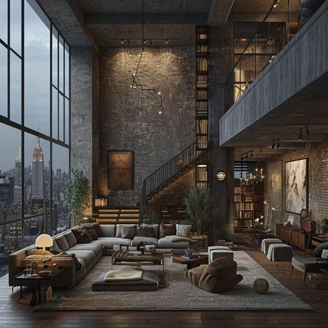 Luxurious New York Apartments and Lofts Luxurious New York Apartment, Urban Loft Apartment, Loft Apartment Aesthetic, Old Money Interior Design, Fancy Homes, Old Money Interior, Penthouse Aesthetic, Loft Apartment Industrial, Fancy Apartment