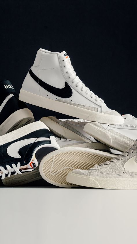 Nike Blazer Wallpaper, Mens Shoes Photography, Sneakers Photography, Shoe Styling, Urban Street Wear, Shoes Editorial, Nike Poster, Shoes Fashion Photography, Sneaker Culture