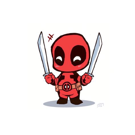 Cute Deadpool Drawing, Deadpool Tattoo Ideas, Deadpool Doodle, Deadpool Chibi Cute, Baby Wolverine, Deadpool Kawaii, Chibi Deadpool, Deadpool Animated, Deadpool Cartoon