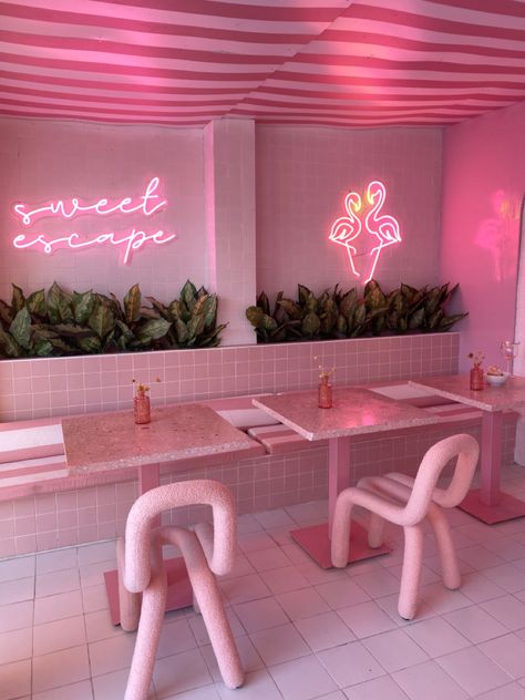 Pink Restaurant, Pink Cafe, Simple Things In Life, Neon Sign Bedroom, Pink Beach, Neon Wedding, Cafe Interior Design, Custom Lighting, Custom Neon Signs