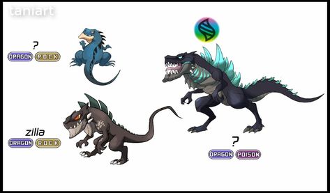 Evolution of Zilla in Pokemón? Kaiju Pokemon, Godzilla Pokemon, Sea Monster Art, Godzilla Figures, Mythical Monsters, Mega Pokemon, Kaiju Art, Giant Monsters, Creature Drawings