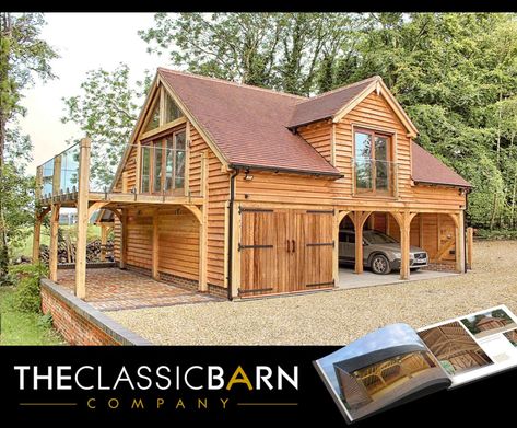 A bespoke Classic Barn oak framed garage with room above - Traditional - Garage - by The Classic Barn Company Garage With Room Above, Timber Frame Garage, Room Above Garage, Timber Garage, Oak Frame House, Oak Framed Buildings, Garage Guest House, Building A Garage, Wooden Building