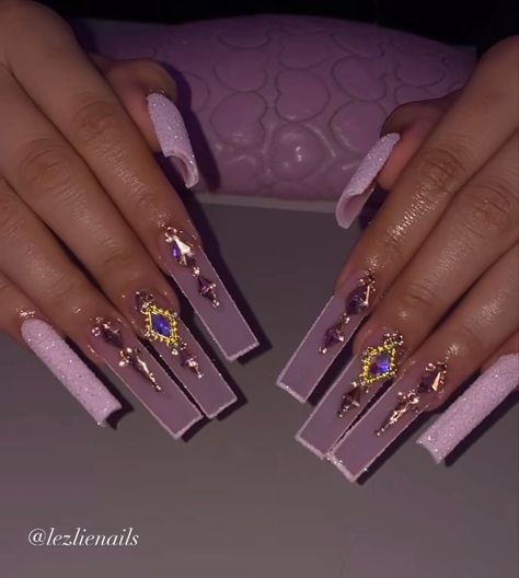 Baddie Extra Nails, Nails Acrylic Gemstone, Pink Nails Jewels, Long Blinged Out Nails, Extra Long Acrylic Nails Square, Long Acrylic Nails With Diamonds, Long Acrylic Nails With Gems, Long Birthday Nails Inspiration, Long Acrylic Nail Designs Baddie