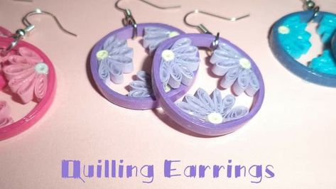 Diy Earrings Paper, Diy Quilling Earrings, Quilling Studs, Easy Quilling, Diy Hair Accessories Tutorial, Flower Earrings Diy, Accessories Tutorial, Handmade Flowers Tutorial, Quilling Jewellery