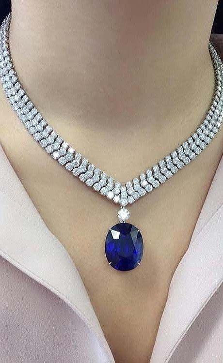 Burmese Sapphire and Diamond necklace Luxury Sapphire Necklace For Party, Luxury Sapphire Necklace For Wedding, Luxury Blue Sapphire Necklace, Sapphire Choker, Luxury Sapphire Necklace Hallmarked, Marriage Jewellery, Luxury Blue Diamond-cut Necklace, Bangles Design, Gold Bangles Design