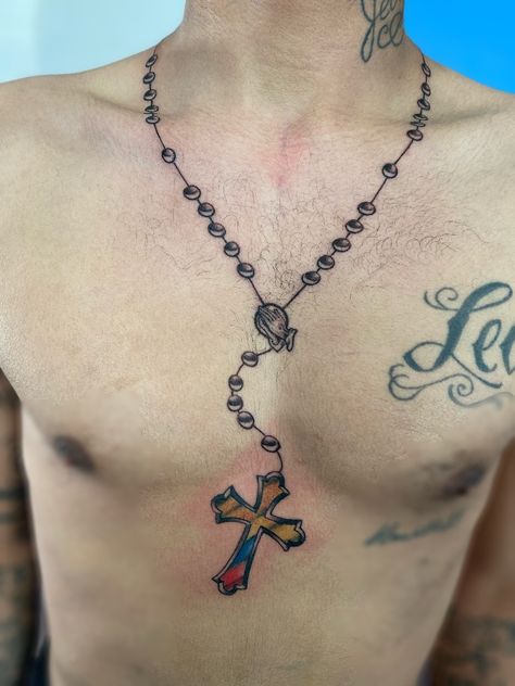 Bead Tattoo, Rosemary Necklace, San Judas Tattoo, Rosary Bead Tattoo, Manassas Virginia, Rosary Tattoo, Heaven Tattoos, Necklace Tattoo, Body Tattoo