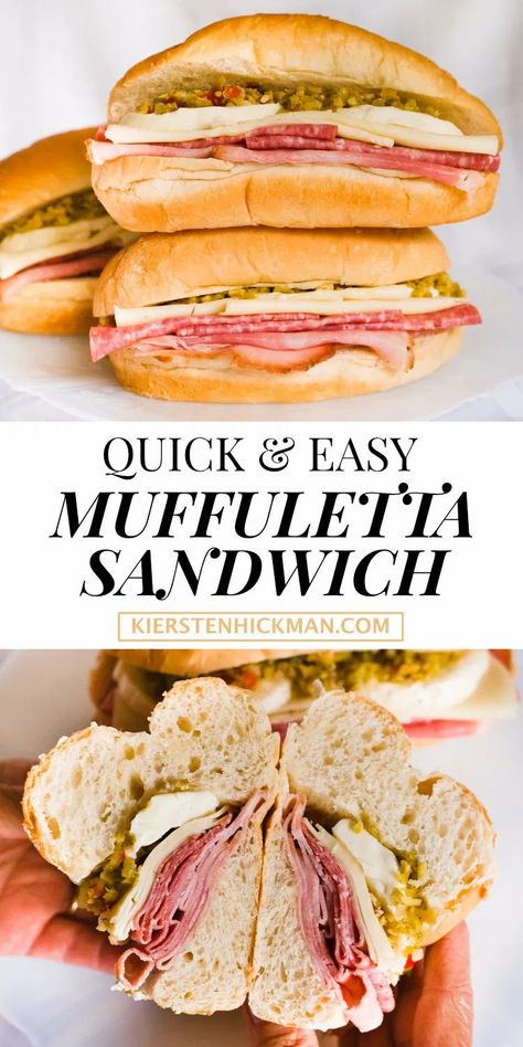 Sandwiches don't have to be so boring! Throw together this easy muffuletta sandwich recipe for lunch this week—no cooking required. It's the best kind of lunch sandwich you'll ever have. #muffuletta #sandwichideas #sandwiches #lunchideas #lunchmealprep Muffaletta Recipe, Learn Cooking, Muffuletta Sandwich, Recipe For Lunch, Types Of Sandwiches, Creamy Pasta Dishes, Cook Meals, Sandwich Ideas, Simple Sandwiches